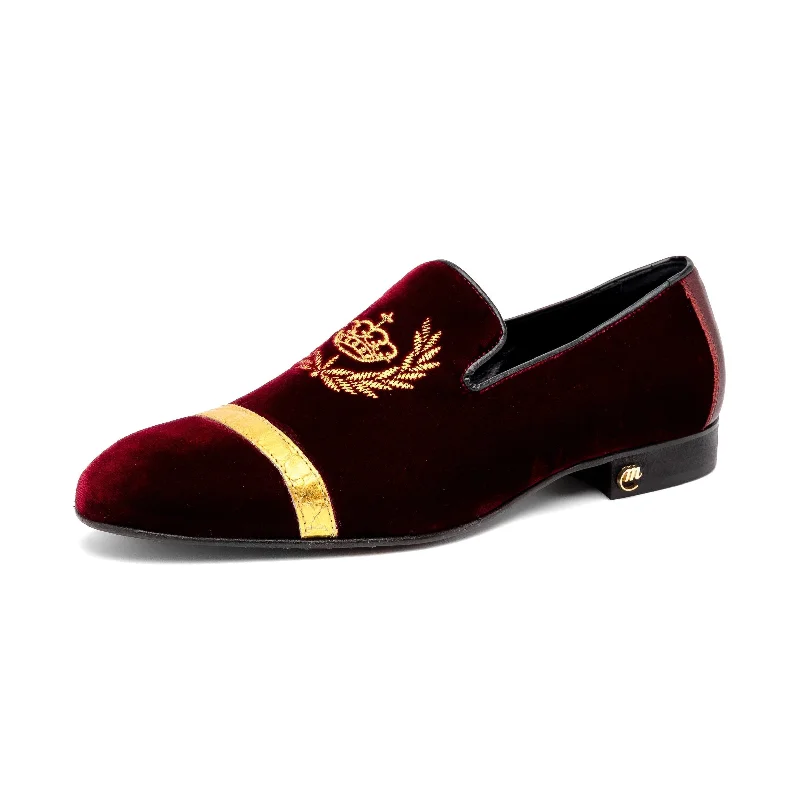 Mauri Crown 3296 Men's Shoes Ruby Red Alligator / Velvet / Nappa Leather Slip-On Loafers (MA5569)