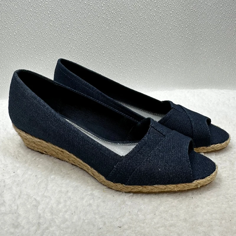 Navy Shoes Flats Espadrille Life Stride, Size 9