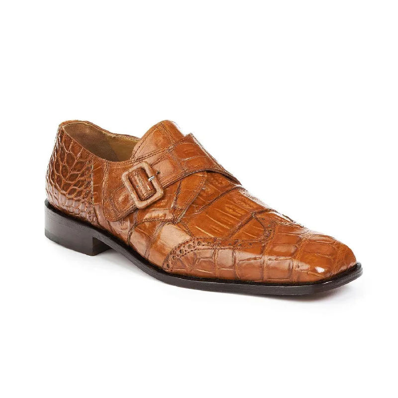 Mauri 4913 Preacher Men's Designer Shoes Cognac Body Alligator and Baby Crocodile Loafers (MA5006)