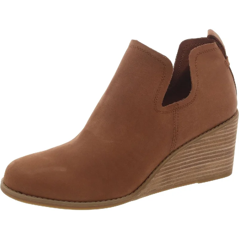 Toms Womens Kallie Suede Cut-Out Wedge Boots