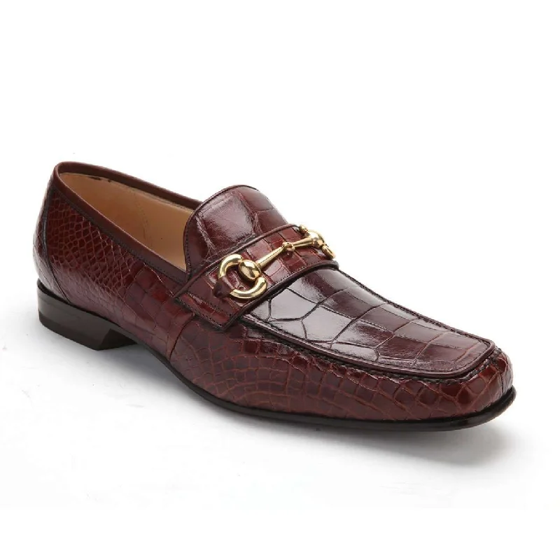 Caporicci 9872 Men's Luxury Italian Designer Shoes Alligator Gold Brown Loafers (CAP1121)