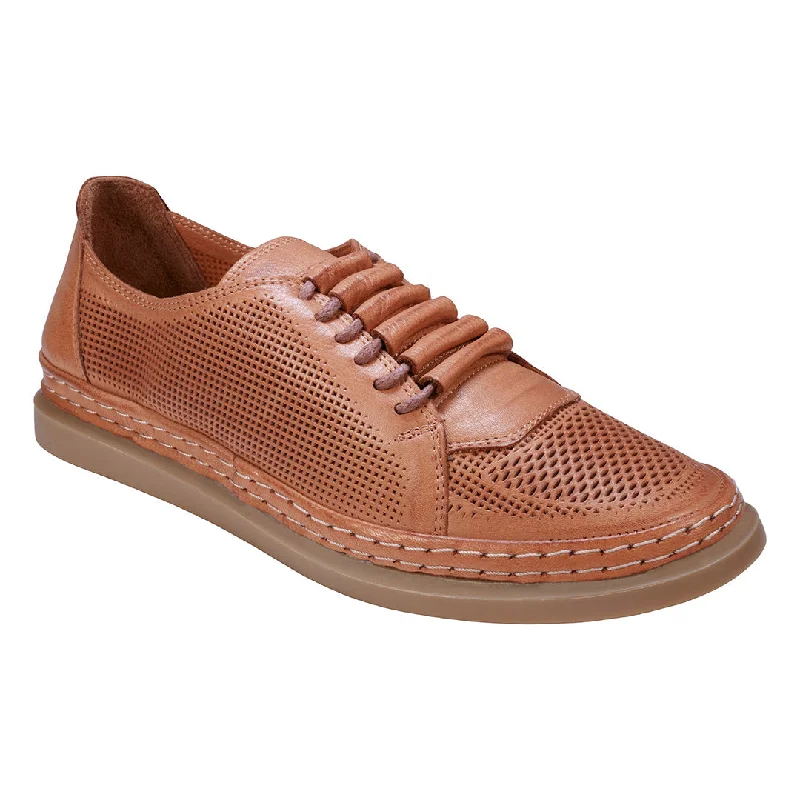 Oscar Tan Hidden Lace Perforated Leather Sneakers