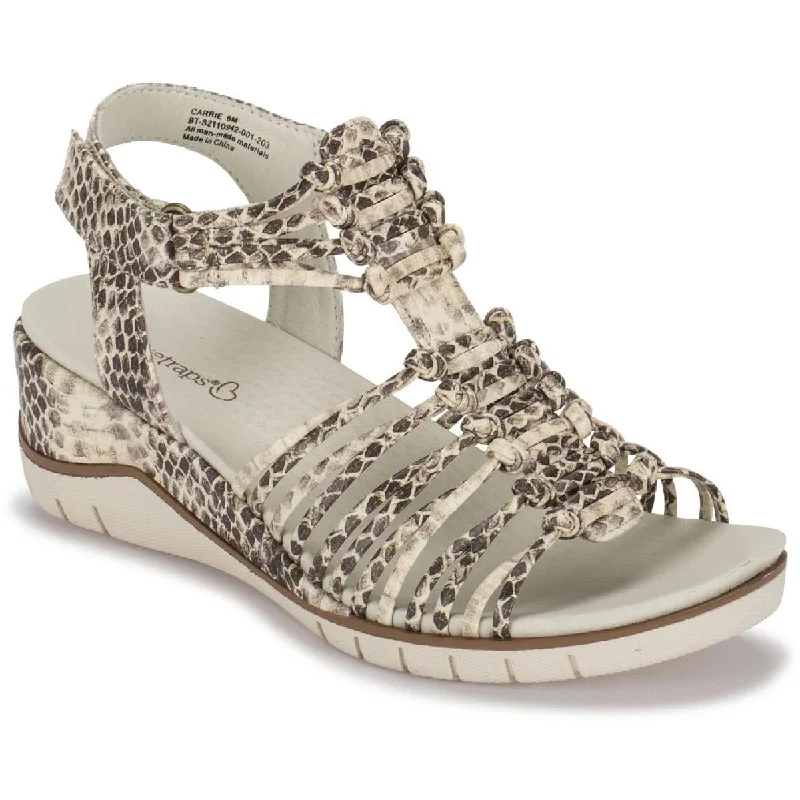 Baretraps Womens Carrie Animal Print Open Toe Wedge Sandals