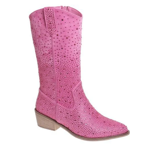 Fuchsia Rhinestone Boots- Tall Western