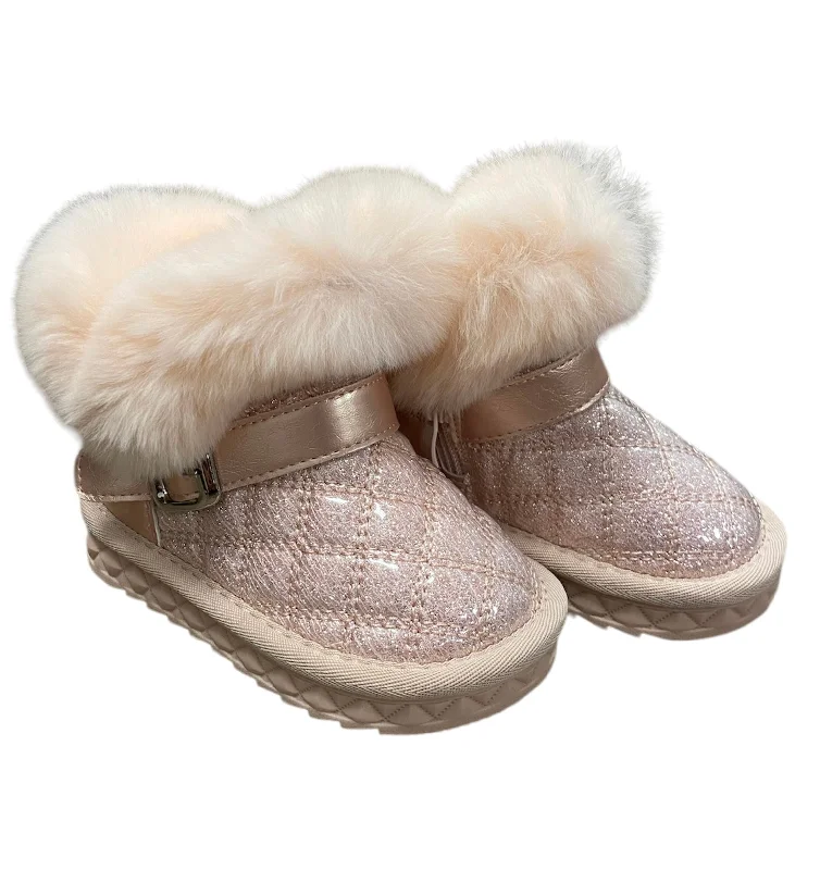 Pink Fur Trim Quilted Boot