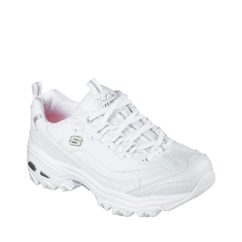 Skechers womens D'lites Fresh Start Memory Foam Lace-up Fashion Sneaker, White