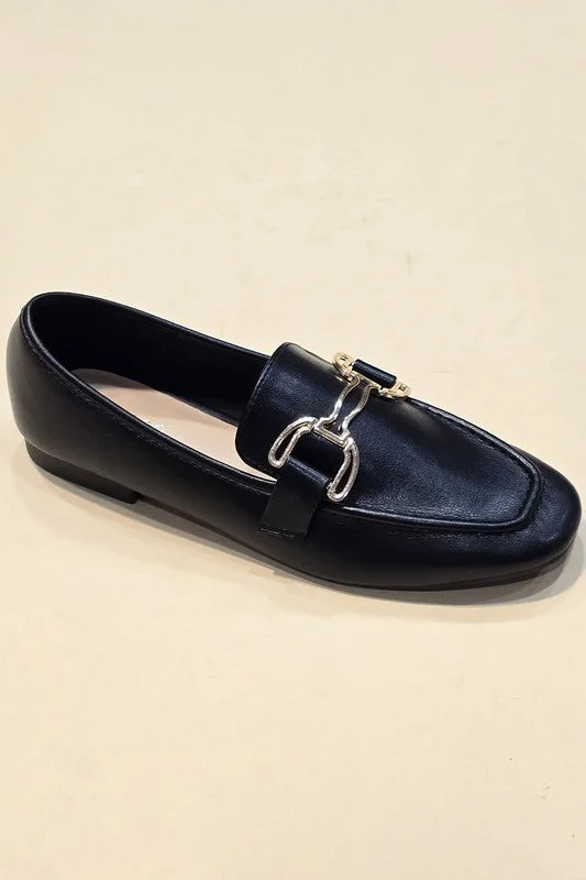 Metal Buckle Loafers